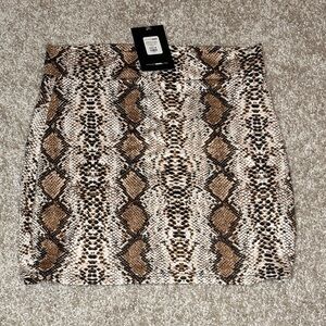 Fashion Nova Snake Print Pencil Skirt - Brown and Cream